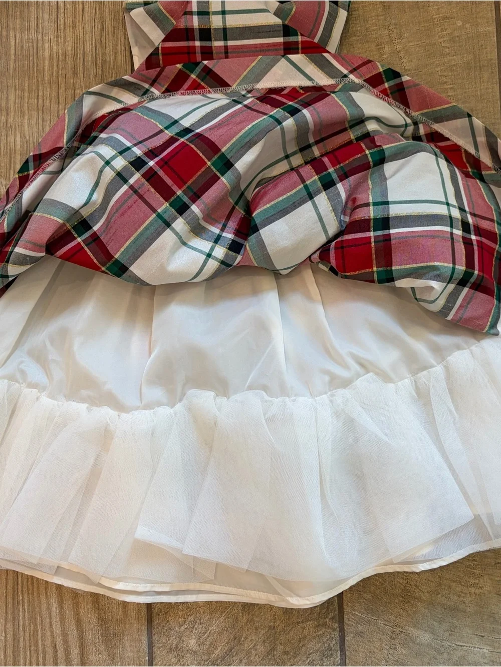 Gymboree Red White and Green Plaid Holiday Dress with Bow